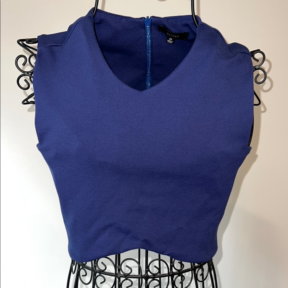 TALULAH Blue Crop Tank Top with V-Neckline